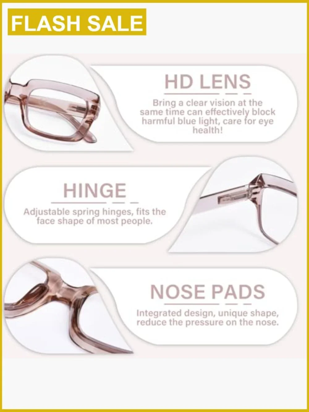 Oversized Blue Light Blocking Reading Glasses with Spring Hinge